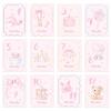 Fukaisu 12pcs Baby First Holiday Cards, 12 Monthly Milestone Photo Cards First Birthday & Newborn Gift Baby Shower Photo Props for Holiday Festival (Pink) view 1