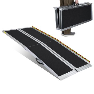 Wheelchair Ramp, Aluminum Folding Ramp Portable for Doorway Steps, 600 lbs Capacity, Double Anti-Slip Surface, Lightweight Ramps for Wheelchairs, Walkers, Scooters, 5ft & 6ft Options (6 Foot Ramp)