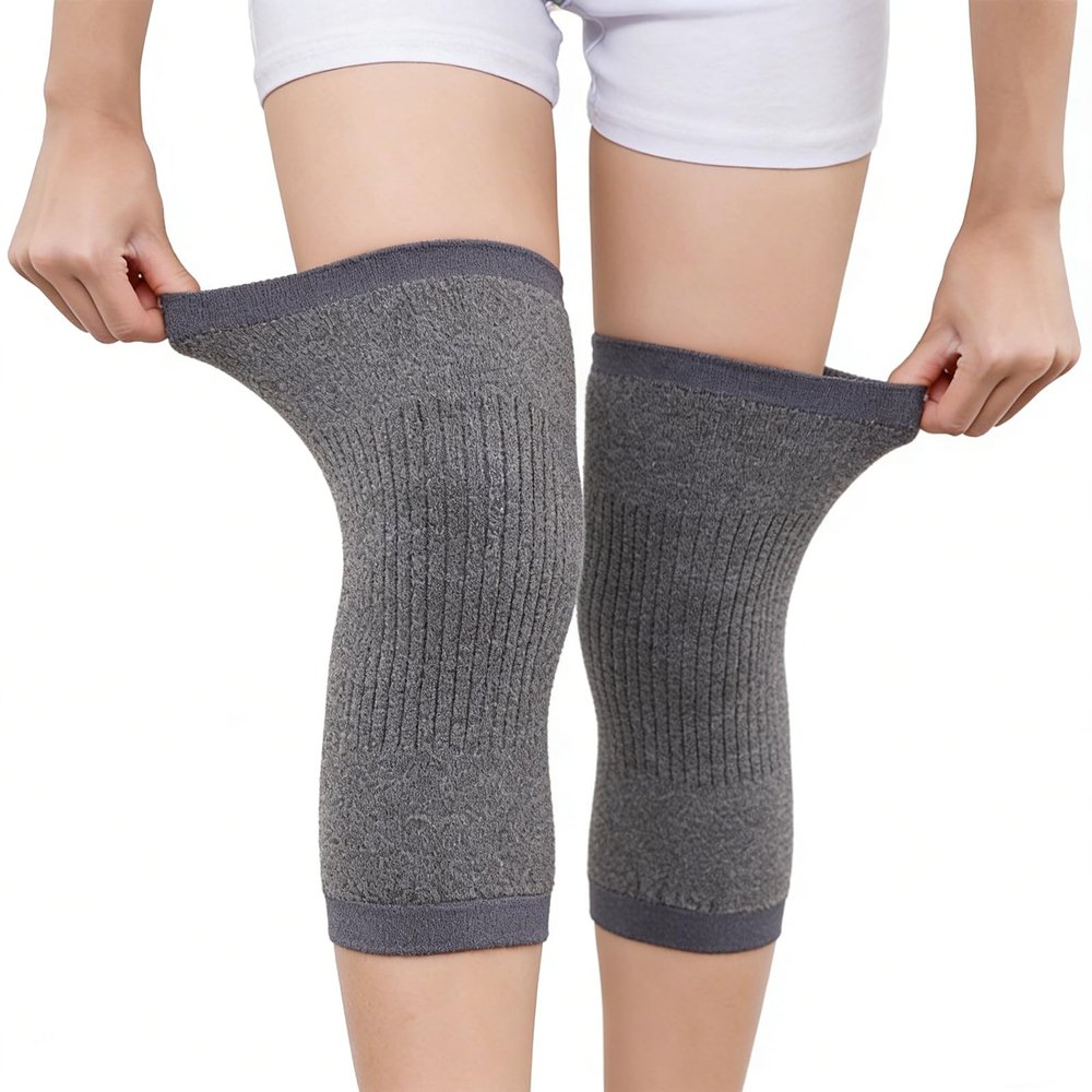 SUJAYU 1 Pair Knee Sleeves for Women & Men, Lightweight Thin Knee Sleeves for Knee Pain Relief, Knee Warmers Knee Brace Undersleeve Dancer Knee Pads, Knee Brace for Daily Use (Gray, Medium)