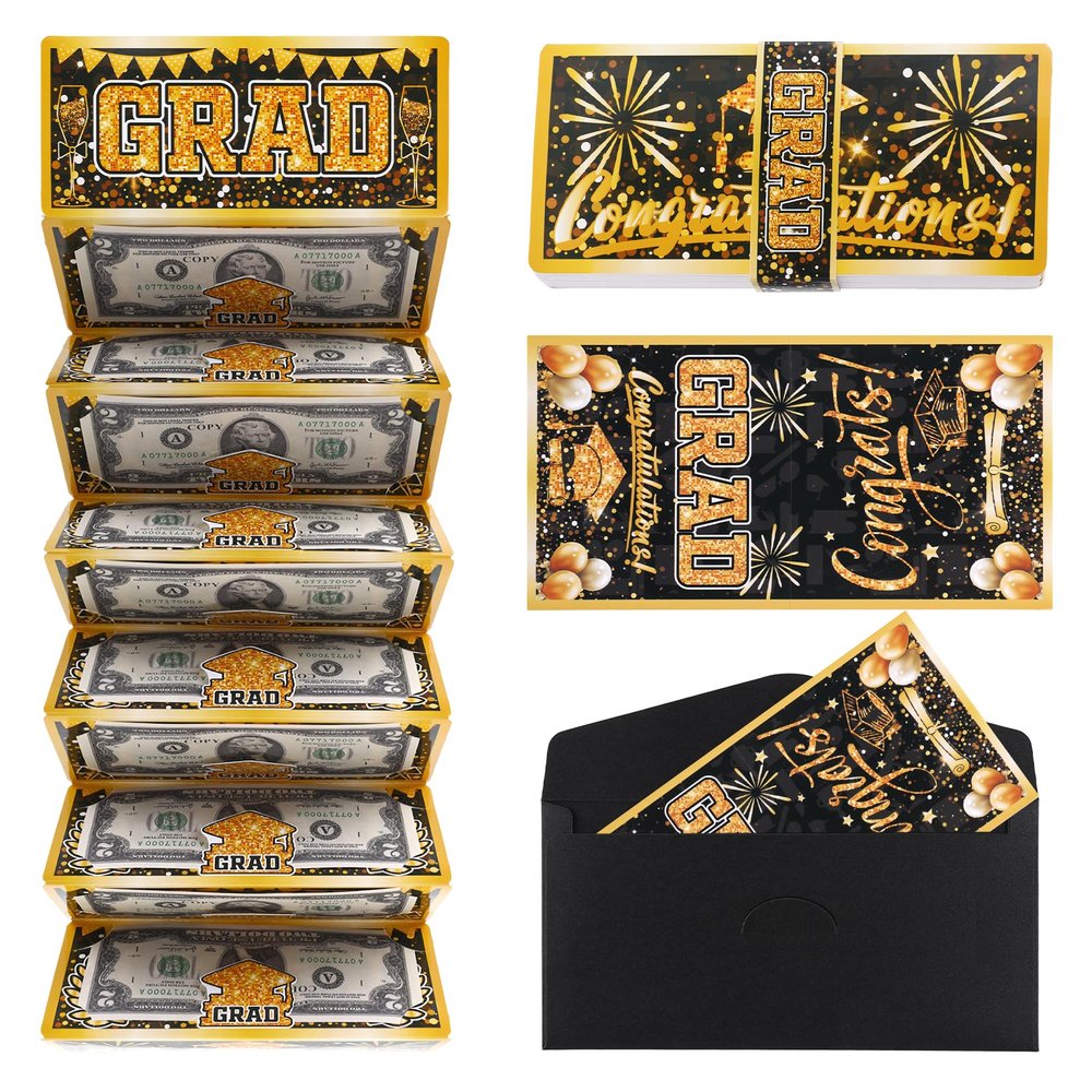 2026 Graduation Money Holder Gift with 10 Slots, Congrat Grad Money Envelopes for Cash Graduation Gifts, Cash Card Holder for College High School Party Supplies(Include Greeting Card and Envelope)