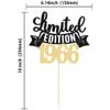 Gyufise 1Pc Limited Edition 1966 Cake Topper Glitter Sixty Happy 60th Birthday Cake Topper Cheers to 60 Years Cake Pick Decoration for Anniversary Party Cake Decorations Supplies Black Gold view 2