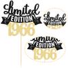Gyufise 1Pc Limited Edition 1966 Cake Topper Glitter Sixty Happy 60th Birthday Cake Topper Cheers to 60 Years Cake Pick Decoration for Anniversary Party Cake Decorations Supplies Black Gold view 3