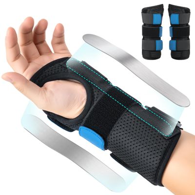 Medibot Blue Black Wrist Brace for Carpal Tunnel - Adjustable Spica Splint for Carpal Tunnel, Sprain, De Quervain's, Injuries, Wrist Pain, Tendonitis Pain Relief and Arthritis, L Size for Men & Women
