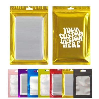100PCS Custom Logo Resealable Packaging Bag Multi-purpose Foil Mylar Bag Sample Pouch for Small Business,One Color Logo Printing (Gold, 8 * 13CM/3.2"*5.1"-100PCS-One Color One Side Print)