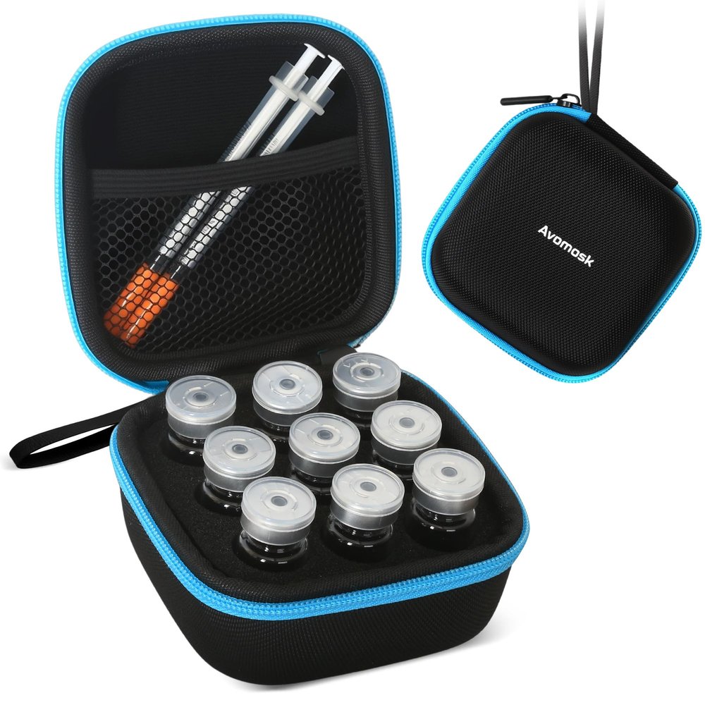 Avomosk 30 Slots 10ml Peptide Case, BAC Water and Insulin Vial Holder, Peptide Storage Case for Fridge and Travel, Fits 5ml 10ml Standard Vials, Diabetic Supplies (Case Only)