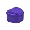 1-Pack Denture Bath Case Cup, w/Denture Cleaning Brush Lid and Strainer Basket Portable False-Teeth/Retainer Cleaner Tool, Complete Clean Care for Dentures (Purple, Small-1A) view 1