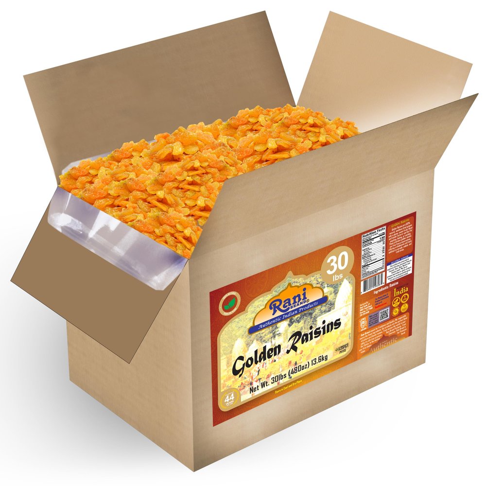 Rani Golden Raisins 480oz (30lbs) 13.6kg Bulk Box ~ All Natural | Gluten Friendly | NON-GMO | Kosher | Vegan | Product of USA