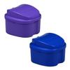 2-Pack Denture Bath Case Cup, w/Lid and Strainer Basket Portable False-Teeth/Retainer Cleaner Tool, Complete Clean Care for Dentures (Blue & Purple, Medium-2A) view 1