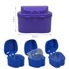 2-Pack Denture Bath Case Cup, w/Lid and Strainer Basket Portable False-Teeth/Retainer Cleaner Tool, Complete Clean Care for Dentures (Blue & Purple, Medium-2A) view 2