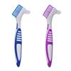 2 Pcs Denture Cleaning Brush Dual-Sided, Multi-Layered Soft Bristles, Rubber Anti-Slip Handle, Portable False-Teeth Cleaner (Blue & Purple, Medium-2B) view 1