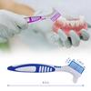 2 Pcs Denture Cleaning Brush Dual-Sided, Multi-Layered Soft Bristles, Rubber Anti-Slip Handle, Portable False-Teeth Cleaner (Blue & Purple, Medium-2B) view 2
