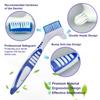 2 Pcs Denture Cleaning Brush Dual-Sided, Multi-Layered Soft Bristles, Rubber Anti-Slip Handle, Portable False-Teeth Cleaner (Blue & Purple, Medium-2B) view 3
