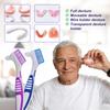 2 Pcs Denture Cleaning Brush Dual-Sided, Multi-Layered Soft Bristles, Rubber Anti-Slip Handle, Portable False-Teeth Cleaner (Blue & Purple, Medium-2B) view 4