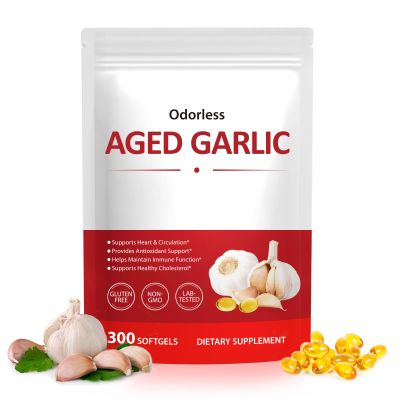 KITNOBLIS Aged Garlic Extract Capsules, 300 Softgels Odorless Garlic Supplement for Daily Wellness & Immune Support, Non-GMO