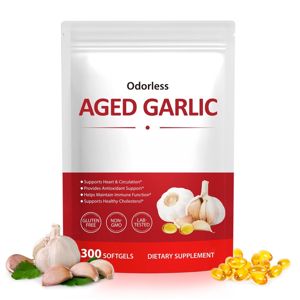 KITNOBLIS Aged Garlic Extract Capsules, 300 Softgels Odorless Garlic Supplement for Daily Wellness & Immune Support, Non-GMO