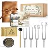 CREVIK Tuning Forks for Healing Set - 128 Hz, 174 Hz, 432 Hz, 528 Hz Weighted & Unweighted Resonance Tuning Fork Kit - Chakra Sound Therapy Instruments for Meditation & Yoga in Pouch view 1