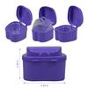 2-Pack Denture Bath Case Cup, w/Denture Cleaning Brush, Lid and Strainer Basket Portable False-Teeth/Retainer Cleaner Tool, Complete Clean Care for Dentures (Purple, Medium-2C) view 2