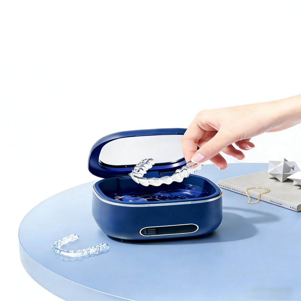 50kHz Dental Ultrasonic Cleaner with Digital Timer | 200ML Cleaning Pod for Dentures, Retainers, Aligners, Mouth Guards, Braces, Toothbrush Heads & Jewelry