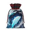 nqwawe Gift With Deep Blue Animal Whale Print Drawstring Bags Reusable Cotton Candy Bag For Wedding Party Favors view 2