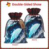 nqwawe Gift With Deep Blue Animal Whale Print Drawstring Bags Reusable Cotton Candy Bag For Wedding Party Favors view 3