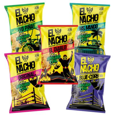 El Nacho Premium Tortilla Chips Cooked in 100% Avocado Oil, Regeneratively Grown Corn, Non-GMO, Gluten-Free, Vegan, Kosher - Pack of 12 10oz Bags (Variety Pack)