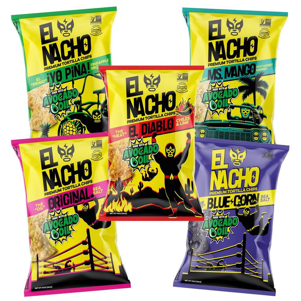 El Nacho Premium Tortilla Chips Cooked in 100% Avocado Oil, Regeneratively Grown Corn, Non-GMO, Gluten-Free, Vegan, Kosher - Pack of 12 10oz Bags (Variety Pack)