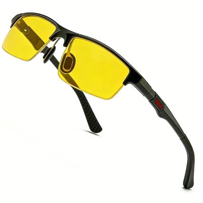 willochra Aluminum magnesium Night Vision Polarized Reading Glasses for Men Women Sports full lens Readers Sunglasses (black yellow, 4, x)