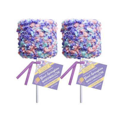 Melville Giant Marshmallow Pops - 2 Count - Cotton Candy - Candy & White Fudge Coated Marshmallows