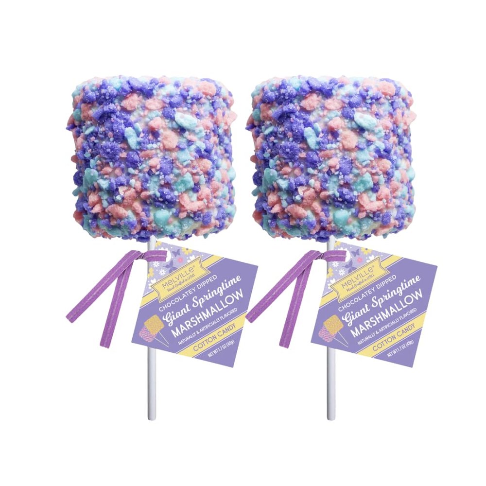 Melville Giant Marshmallow Pops - 2 Count - Cotton Candy - Candy & White Fudge Coated Marshmallows