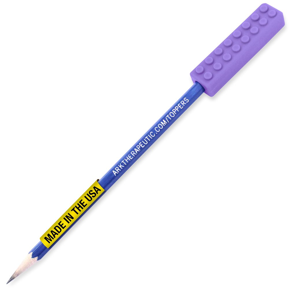 ARK Brick Stick Chewable Pencil Topper, Sensory Chew Toys for Kids & Adults, Medical-Grade Chew Fidget for Autism, ADHD, SPD, Anxiety, Includes 1 Eraser-Less Pencil, XXT, Very Firm, Lavender