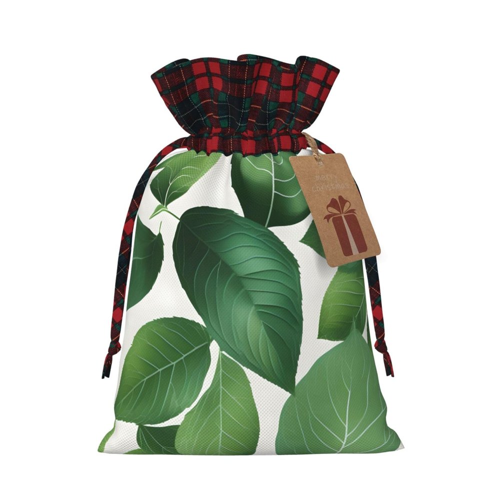 MOganjg Gift With Herb Plant Leaf Print Drawstring Bag For Wrapping Birthday Wedding Household Use