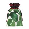 MOganjg Gift With Herb Plant Leaf Print Drawstring Bag For Wrapping Birthday Wedding Household Use view 2