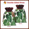 MOganjg Gift With Herb Plant Leaf Print Drawstring Bag For Wrapping Birthday Wedding Household Use view 3