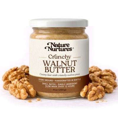 Crunchy Walnut Butter Single Ingredient Raw Stone Ground Slowly Made Over 12 Hours Small Batch Handcrafted in Seattle USA For Toast, Oatmeal, Baking & Texture-Rich Smoothies High Protein No Added Sugar No Palm Oil Unrefined 10