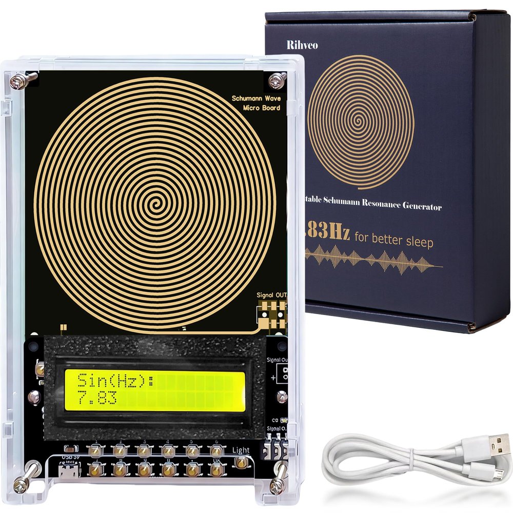 7.83Hz Schumann Resonance Generator, Ultra Low Frequency Generator for Healing, 0.01Hz-299kHz Frequency Healing Device with USB and Acrylic Case