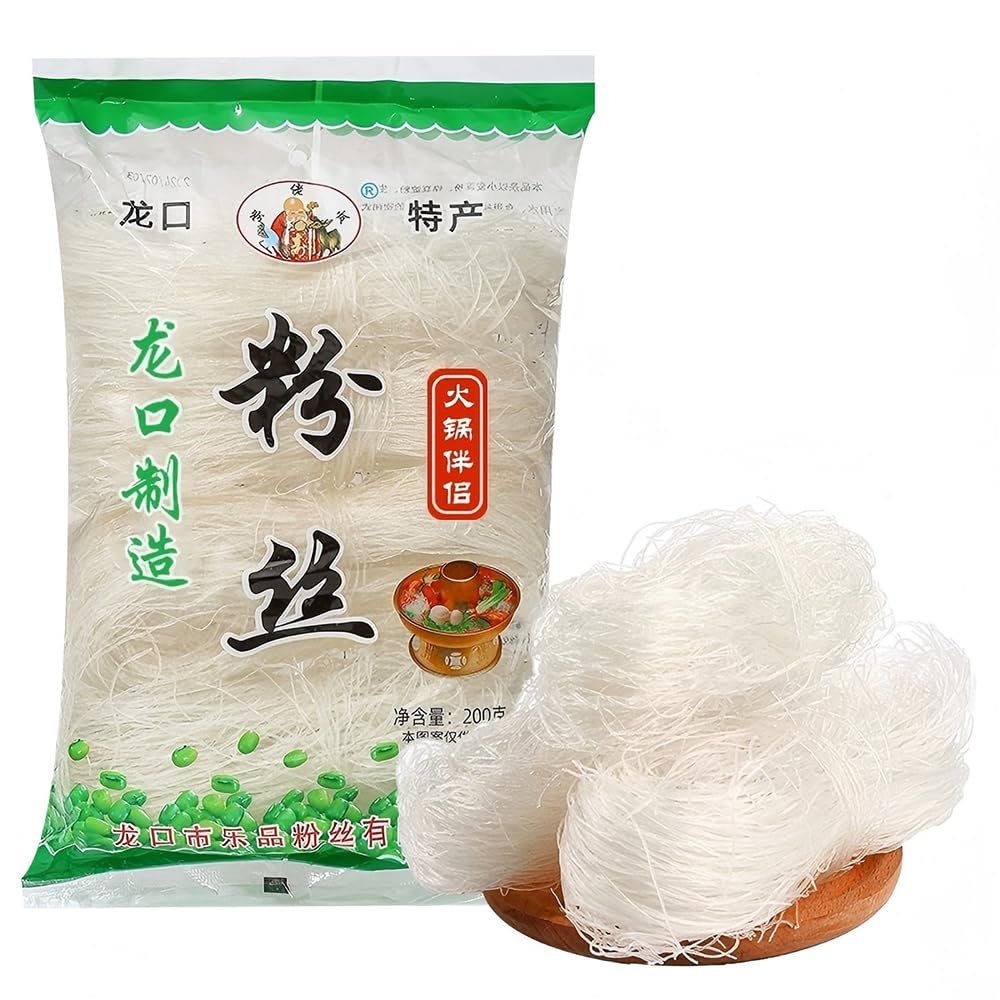 7.05oz Longkou Vermicelli Rice Noodles,Authentic Asian Made From Mung Bean Noodles,,Quick Cook (3 Minutes)