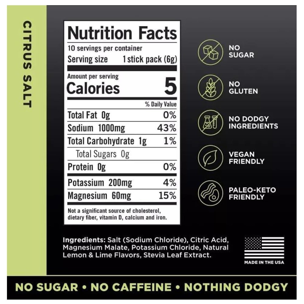 LMNTs Zero-Sugar Electrolytes Sports Drink - Citrus Salt - 2.1oz-10ct