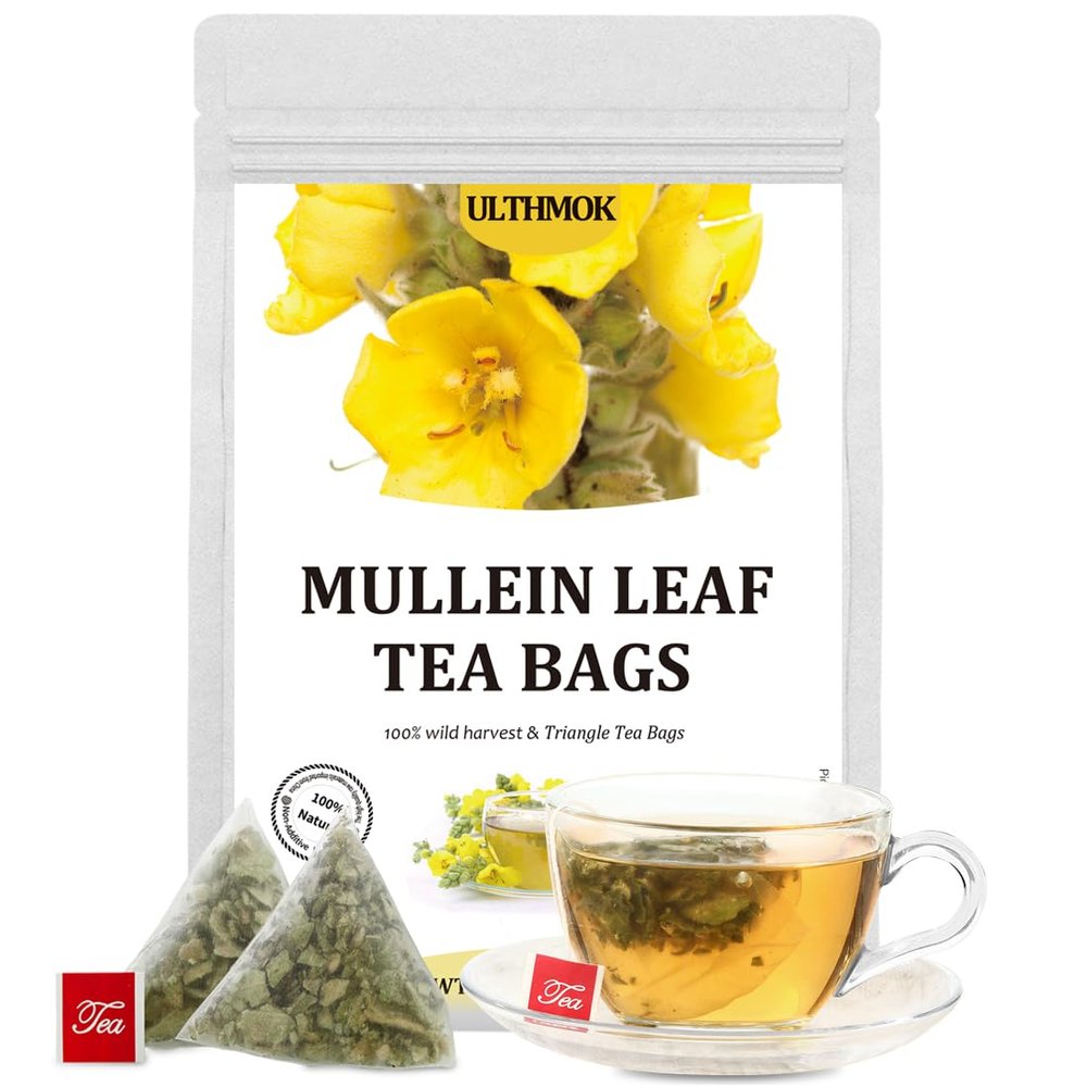 Premium Mullein Leaf Tea,100 Bags.for Respiratory Support and Lungs Cleanse detox, No Additives & Caffeine Free.