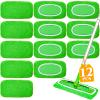 12-Pack Reusable Mop Pads Compatible with Sweeper Mop - 100% Coral Fleece Washable Refills - Microfiber Dry & Wet Sweeping Cloths for Multi-Surface/Hardwood Floor Cleaning view 1