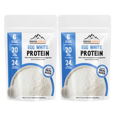Egg White Protein Powder (Pack of 2), 24g Protein per Serving, Unflavored 100% Pure Pasteurized Dried Egg Whites, Gluten Free, 21.12 oz (20 Servings) per Pack Made in USA, Ideal for Baking & Cooking