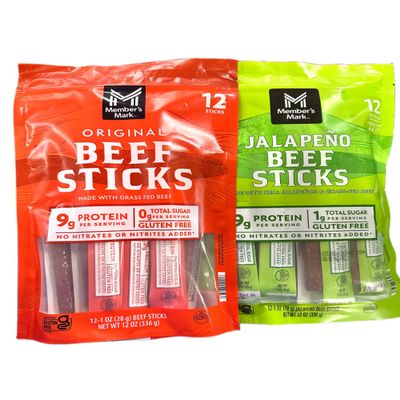 Member's M Grass Fed Beef Sticks Combo 1oz (24 Count) (12x Original + 12x Jalapeno)