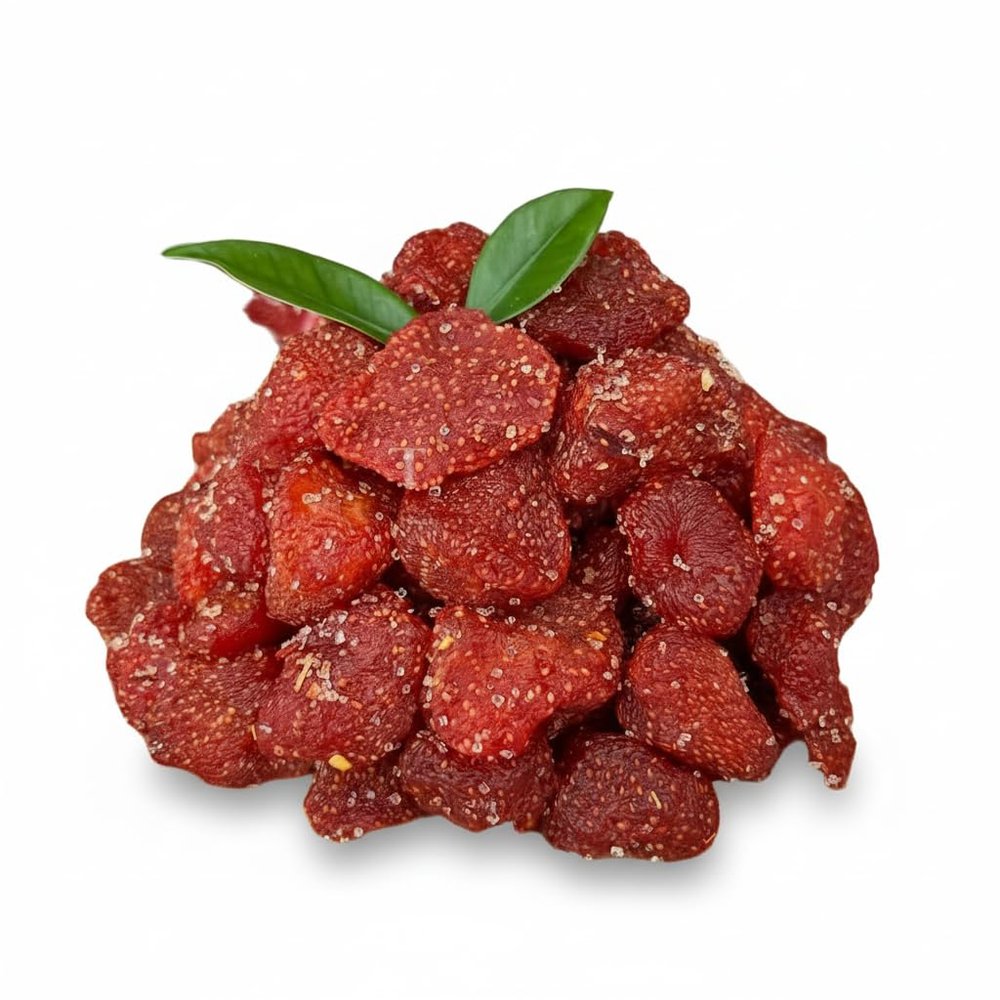 Dried Spicy Chili Strawberries - Sweet & Tangy Thai Fruit Snack - Soft & Chewy Large Berries with Salt and Chili Seasoning - Gourmet Exotic Snacks 200g
