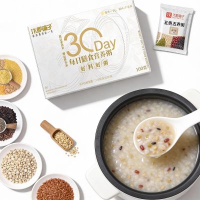 30-Day Multigrain Porridge, 5 Flavors, 100g X 30 Individual Packs, Quick Cooking For Breakfast/Meal/Snack