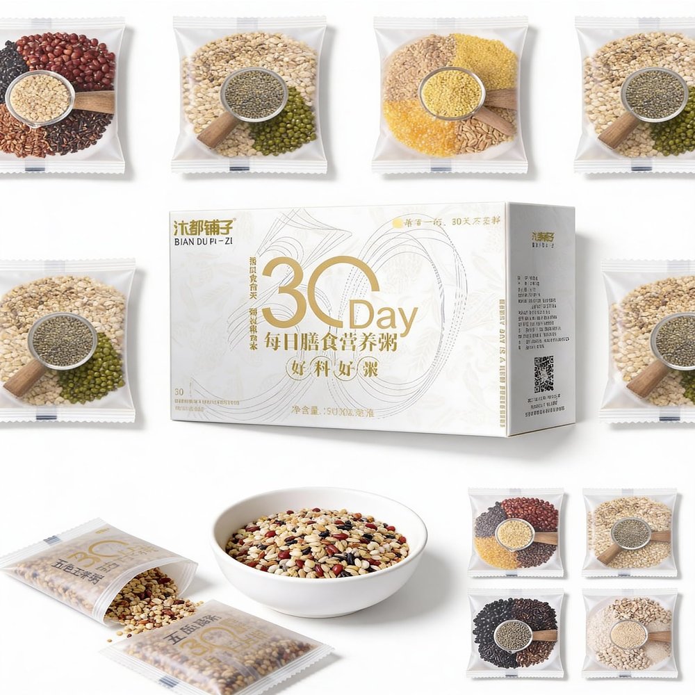 30-Day Grain Porridge Mix, 100g X 30 Packs, 5 Flavors, Individual Small Packs, Quick Cooking For Breakfast/Meal/Snack