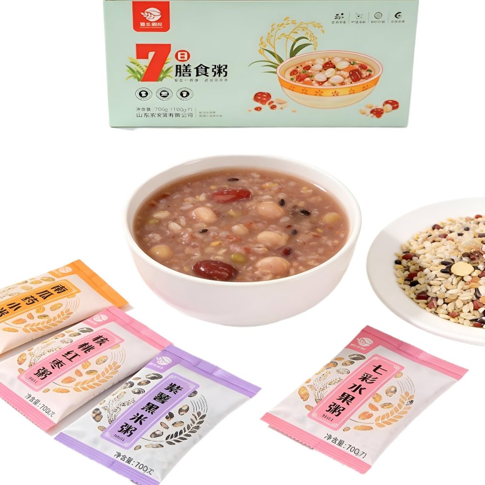 7 Flavors Multigrain Porridge, 1 Box 7 Packs 700g, Nutritious Breakfast, Easy Cooking In 30 Mins (Stove/Rice Cooker), Suitable For Whole Family