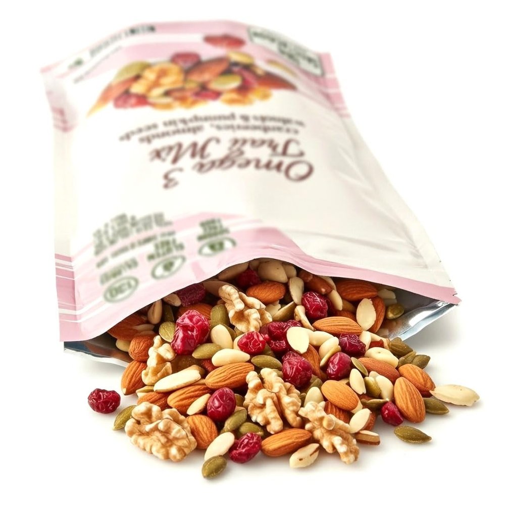 Omega 3 Gluten Free Trail Mix, Cranberries, Raisins, Almonds, Walnuts & Pumpkin Seeds, Low Sodium, Nut & Seed Snack, Heart-Healthy Blend, Nice 7oz Bag
