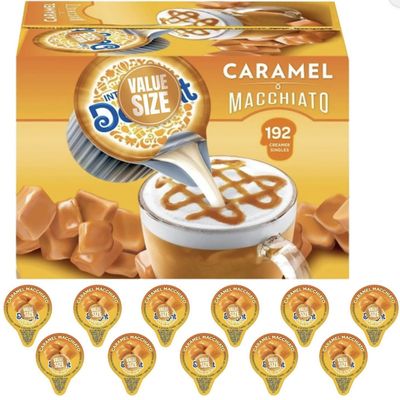 Coffee Creamer Single Caramel Macchiato (192 ct.)+ SHIPPING IN BOX with Elesbo 22 sticker