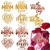 10 pcs Mother's Day Cake Topper Gold Acrylic Flowers Cupcake Topper for Birthday Party Decoration Supplies view 1