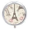The Eiffel Tower and A Bicycle Pill Case with 3 Compartment Exquisite Travel Pill Organizer Portable Round Pill Box Mini Pill Container Metal Vitamin Medicine Container for Man&Women view 1
