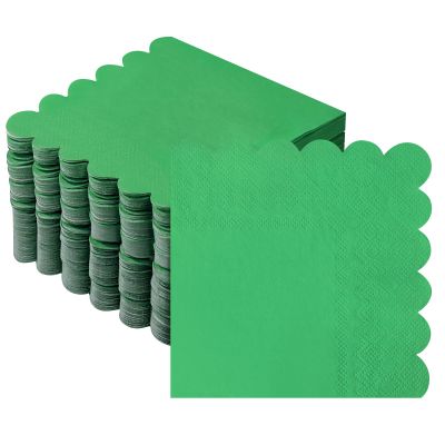 100 Pcs Cocktail Napkins, 2-Ply Scalloped Paper Napkins 5 x 5 Inches, Disposable Beverage Dessert Napkins for Wedding, Birthday, Dinner, Party, Baby Shower Anniversary